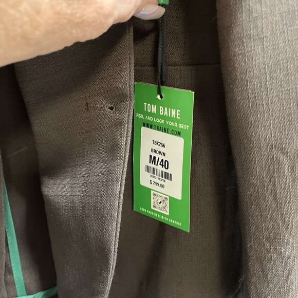 Tom Baine Blazer Mens M 40 Brow Performance Slim Fit Jacket Wrinkle Free Travel - Picture 5 of 11